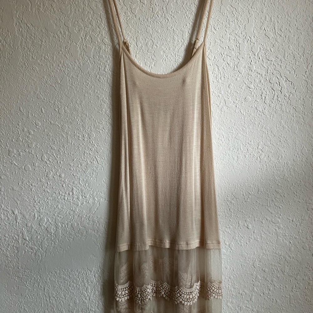 Grace & Lace Cream Layering Top with Lace Trim